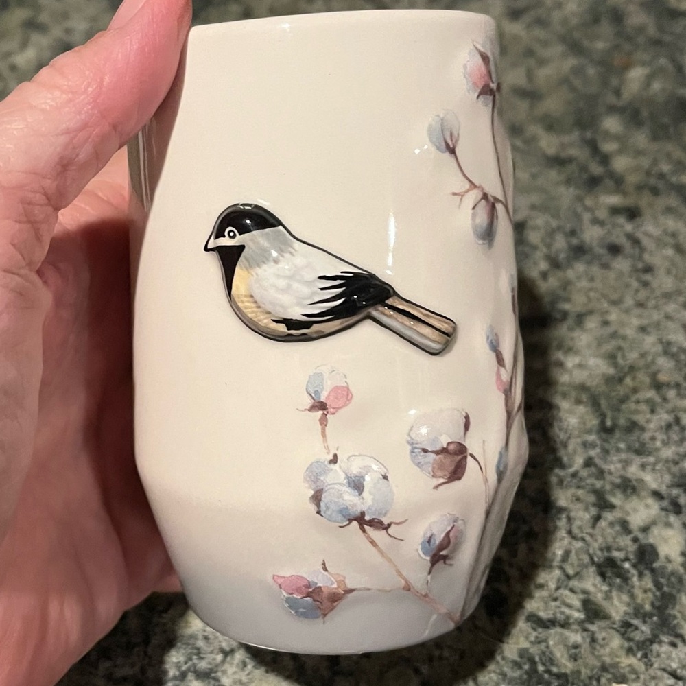 Elegant Ceramic Vase with Raised Bird Design